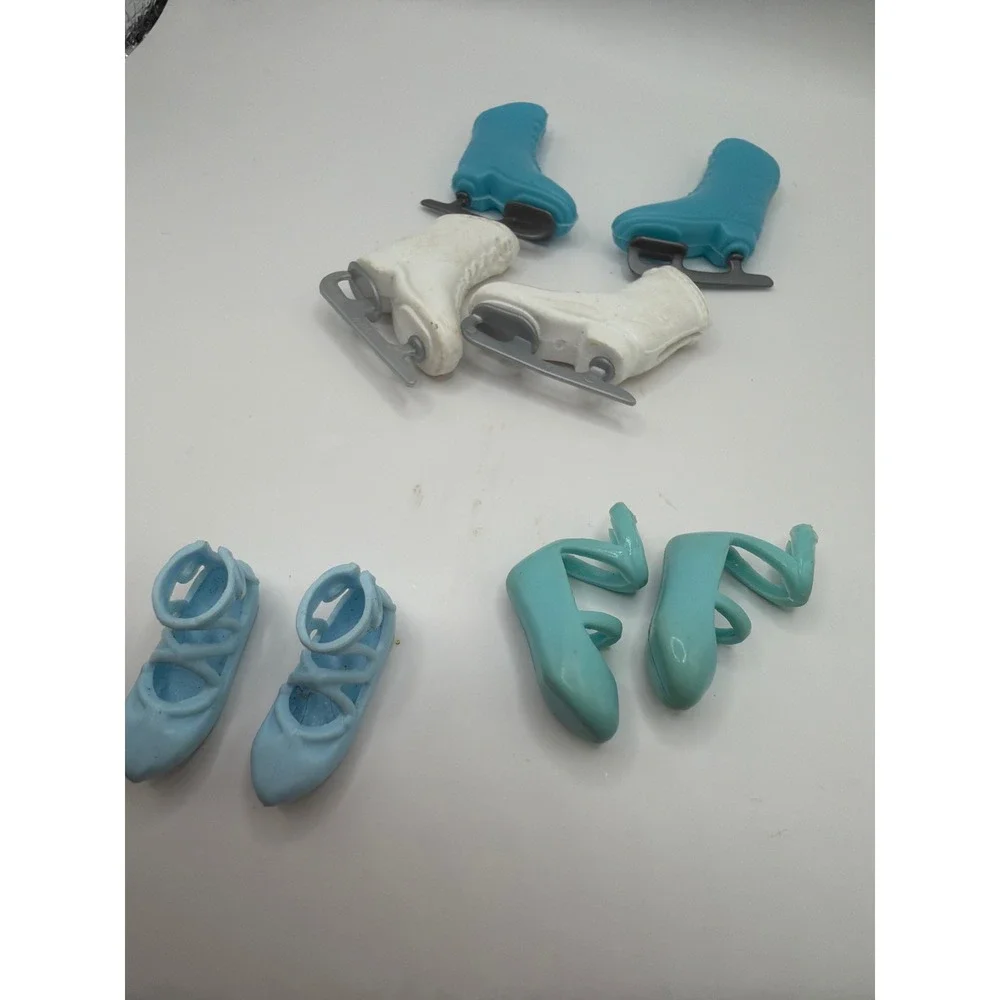 Barbie‎ Fashiom Doll Shoes Kids White Ice Skates Ballet Flats 4 Pairs Set